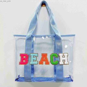 Totes Nowe lato 2023 Europejska i amerykańska torba na plażę na plaży Summer Jelly Pack Transparent Tote Trend Modna moda HKD230822