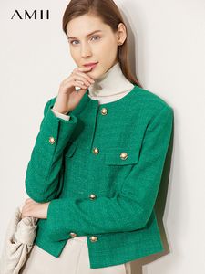 Kvinnors jackor amii minimalism 2023 Spring Autumn French Jacket for Women Solid Elegant Color Office Coat Button Pockets outwear 12341227 230822