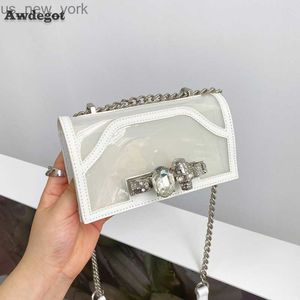 Totes 17 cm semi transparent TPU axelkedja crossbody klaffväska för kvinnor liten gelé handväska sumer mini handväska kvinnlig lady tote hkd230822