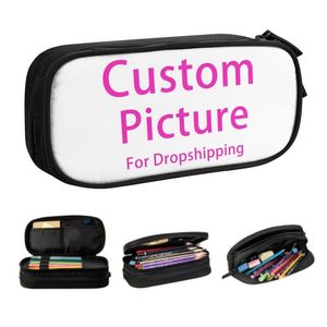 Cosmetic Bags Cases Personalized Custom Po Pencil for Boys Gilrs Customized DIY Print Large Capacity Pen Bag Box Stationery 230821