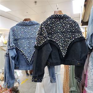 Jackets femininas retro pesado setor misioneira jeans jeans jeans fêmea primavera parágrafo curto jeans casual preto 230821