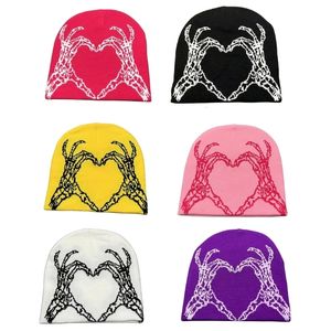 BEASIESKULL Caps a maglia jacquard gothic pattern hat carina studenti in bicicletta all'aperto sciocco inverno freddo tieni caldo per la coppia 230822