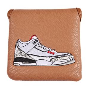 Other Golf Products 1pc PU Leather with shoe Embroidery Magnet Golf Club Square Large Mallet Putter Head Cover Headcover 230822