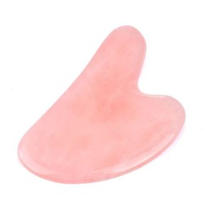 Rose Quartz Jade Guasha Board Pink Natural Stone Squadra cinese GU SHA Strumenti per la pressione di agopuntura del corpo del collo del viso