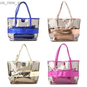 TOTES Thinkthendo Moda Kadın Şeffaf Alışveriş Çantaları Lady Girls Jelly Clear Beach Çok Fonksiyonlu Çanta Tote Omuz Çantası Yeni HKD230822