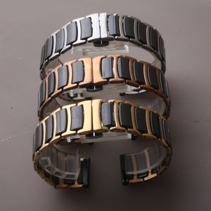 Watch Bands Watchband 18mm 20mm 22mm Ceramica universale Banda Nera con uomo da uomo con oro rosa Ladie Bracciale Bracciale Policone Non dissolvere mai 230821