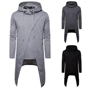 Men's T Shirts Irregular Hooded Pullover Sweater Solid Color Long Coat Casual Slipper Boy Apparel Mens Zip Hoodie Lightweight