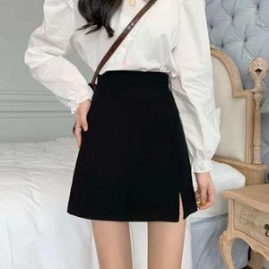 Grey Suit A Line Skirt For Women Summer Korean Style Students All Match Split Black Hips