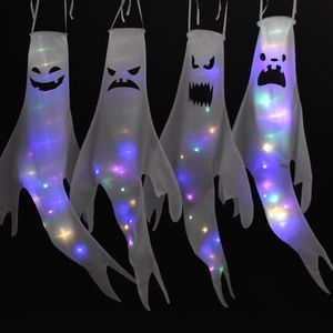 Other Event Party Supplies Halloween Ghost Windsocks LED Light Hanging Wind Banner Outdoor Garden Decor Festival Horror Prop 230821