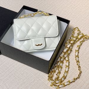 Designer Womens Bag Mini Purse Card Clip Pocket Röd kuvert Fårskinn Clamshell Diamond Check Hardware Metal Buckle Chain Belt kan användas ensamma midja Sacoche 11cm