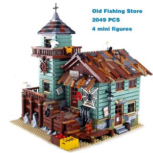 BLOCOS 2049 PCS Antiga loja de pesca Bloco de construção Bricks Fisherman House Modelo Compatível 21310 16050 Crianças Aniversário Toys de Natal Presente 230821