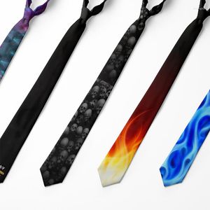 Bow Ties Design Fashion Men's Tie 8cm Blue Black Flame Necktie 3D Printing For Men Unisex Causal Party Wedding Accessories