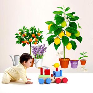 Adesivos de parede Flores de frutas frescas para crianças quarto de quarto móveis de decalques 3D Decor de decoração de parede papel de parede