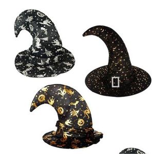 Вечеринка маски Adts colorf согнутая тыква звезда шляпа Witch Wizard Hats Cosplay Costum