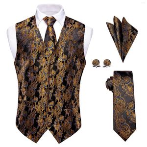 Giubbotti da uomo Silk oro floreale black giubbotto alla moda cravatta per fazzoletti di lusso per farfinkinks set da festa per feste per il matrimonio uomo