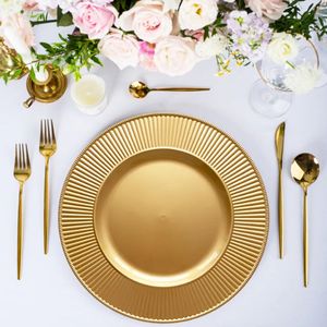 Tavolo a buon mercato in plastica in plastica in PVC Gold Caricatore Piatti per la cena all'ingrosso decorativo per matrimoni in mole all'argento glitter