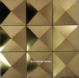 Hintergrundbilder 4 Farb verfügbarer Spiegel poliziert Big Pyramid 100x100mm Gold Edelstahl Metallmosaikfliesen 3d Konvex für Wand