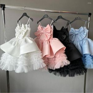 Flickaklänningar Big Bow Baby Girls Princess Dress Toddler Elegant White 1st Birthday Party Wedding BridEMaid Tulle för dopklänning