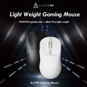 Mice Ajazz AJ199 Wireless 24GHz Wired Gaming Mouse PAW3395 for Laptop PC Optical 230821