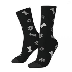 Meias masculinas felizes estampas vintage e ossos de cachorro Crazy Unisex Animal Paws