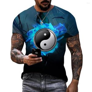 Magliette da uomo uomo estate diagrama 3d diagrama yin yang bagua t-shirt model casual cool oversized