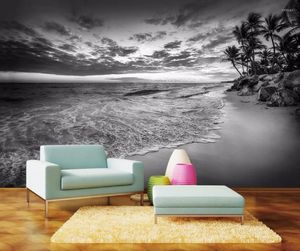 Wallpapers Black And White Po Wallpaper Non-woven For Tv Background Shell Landscape 3D Murals