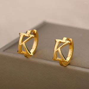 Kolczyki obręcze 26 Alfabet A-Z List dla kobiet mężczyzn Kolor Gold Capital Początkowy mały kość ucha Kamienna biżuteria na imprezę