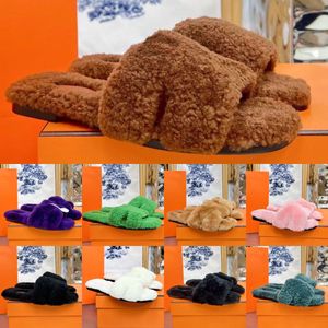 Autumn and winter new designer sandals ladies furry slippers sandals high quality luxury comfortable and warm