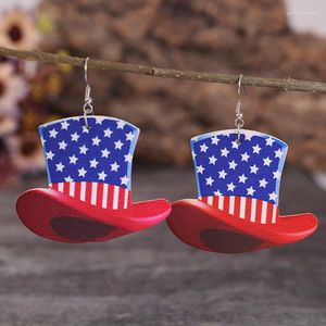 Dangle Earrings Uncle Sams Hat Dangling Earring For Women American Usa Flag Top The 4th & Memorial Day Patriotic Jewelry Access