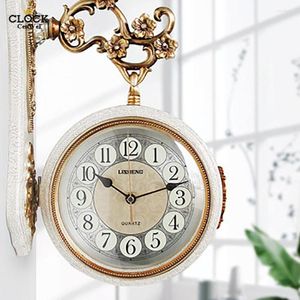 壁時計両面時計ヨーロッパリビングルームハンギーテーブルクリエイティブパウウォッチメカニズムサイレントキッチン5Q324