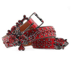 Skull Head Rhinestone Belt Inlaid with Rhinestone Punk Personality Non Mainstream Fashion Belt