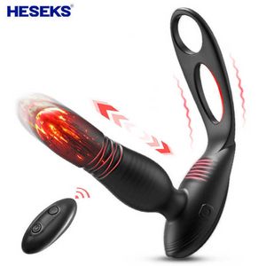 Heseks Thrusting Anal Plug Vibrators with Remote Control Prostate Massager Masturbators for Men