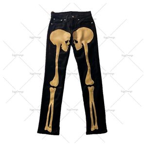 Herren Jeans American Vintage Street Sticked Skeleton Jeans Y2K High Street Hip Hop Baggy Plus Size Gerade Lein Röhrenjeans für Männer 230821