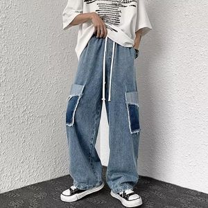 Herren Jeans Patch zerrissener Retro gerade Rohr lose und vielseitige Weitbeinhose High Street INS Trendy Plus Size Bettar