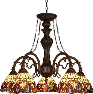 Pendant Lamps Tiffany Chandeliers Lights Home Decor Pendants Stained Glass Shade Antique Style Light For Dining Room Foyer Kitchen