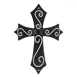 Titulares de vela Holding Holding Metal Hollow Christian Cross Sconce Candlestick Decor