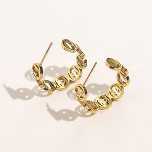 Gold Plated Hoop Designer Earrings Brand Letter Stud Earring Chain Geometric Women Jewelry Accessories 20 Style