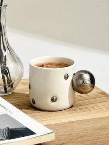 Muggar ins nordiska återanvändbara keramiska kaffekoppar värmebeständig te mugg ljus lyxfrukost mjölkvatten silver pläterad