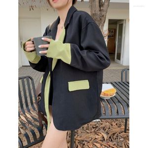 Men's Suits Ribbon Style Contrasting Color Small Suit Women's Loose And Thin Design Sense Jacket Slim Fit Outerwear Casual