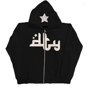 Erkek Hoodies 4Tune Star Kore tarzı metal tam fermuarlı kış kalın ceket üst kat kadınlar karanlık hiphop gotik harajuku y2k kawaii hoodie