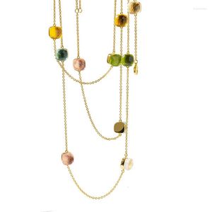 Pendant Necklaces Top Quality Classic Candy For Women Mix Colors Colorful Crystal Long Sweater Chain Boho Style Necklace Girlfriend