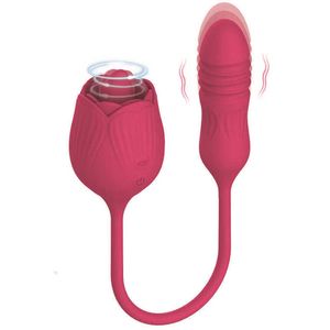 Massager för kvinnlig onanerande 2 i tungan rose vibrator vuxen kärlek ägg stam blomma trustklitoris stimulator