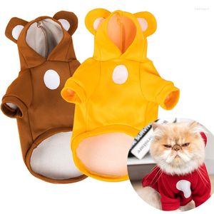 Hundkläder Autumn Winter Pet Clothes Puppy Dogs Hoodies för Small Windsectow Chihuahua Warm Coat Bear Ears Cat Cold Weather Cräkt