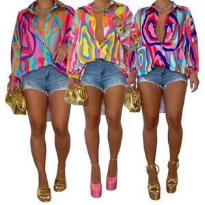 Kvinnors blusar skjortor vårdesigner toppar för långärmade tryckklänningar tanktryck chiffong plus storlek gratis