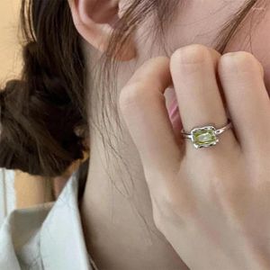 Cluster Rings Niche Design Green Grape Square Diamond Ring