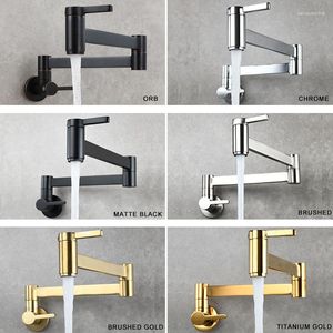 Kitchen Faucets Brass Double Switch Basin Faucet In-Wall Foldable Single Cold Tap Mop Sink Extension Pot Filler Gold Black Chrome
