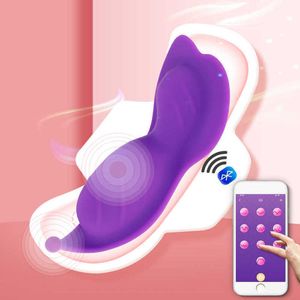 Dorosły masażer noszony wibrator motyla z Bluetooth App Pilot Control Niewidoczne majtki dla kobiet stymulatora łechtaczki