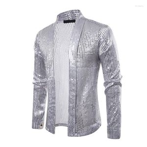 Erkekler Siyah Sequins Street Hardigan Blazer Erkekler Disco Dancer Club Parti Ceket Erkek Hipster İçin Erkek Gündelik Hip Hop Swag Giysileri