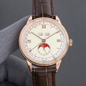 Vacherx Constantins Hochwertige, hochfunktionale, komplexe Herrenuhr, Freizeit, Business, perfekte Wiederherstellungsfunktionen, Saphirspiegel, Rindsleder, Bronzierungsprozess