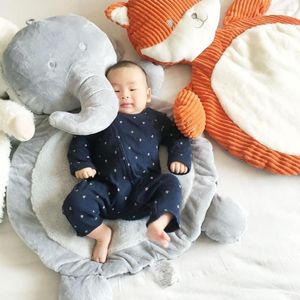 Mattor kreativa baby barn djur plysch lek krypande filtar sömnmatta bomull mjuk relax björn elefant form